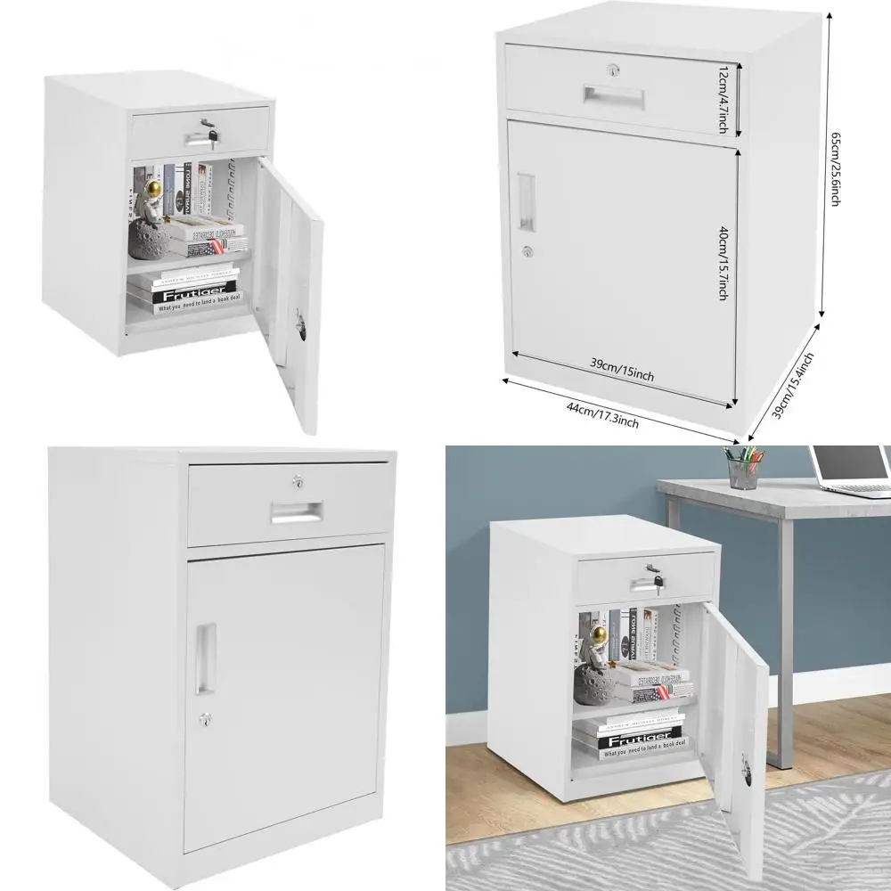

Secure Vertical Storage Cabinet for Office Desk, Lockable Filing System