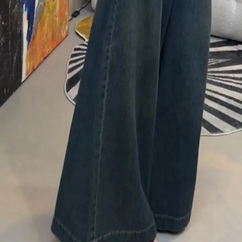 2023 neue Denim Hosen Frauen Sommer Flares Breite Beine Lose Kehren Boden Hohe Taille Abnehmen Übergroßen Jeans 200 Pfund Tragbare