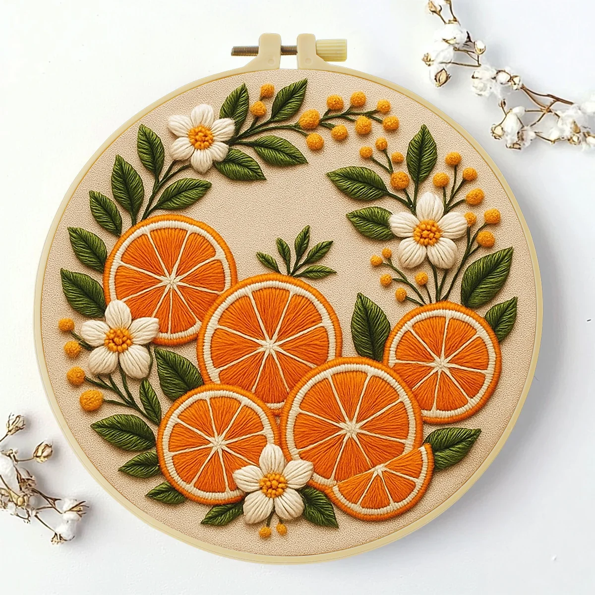 1 Stück 20X20CM/15X15CM 7,87/6,3 Zoll Orange Tasche Stickerei Starter-Kit DIY-Kit DIY-Stickerei-Set Handarbeiten Nähkunst Nadelkunst – Detail 2