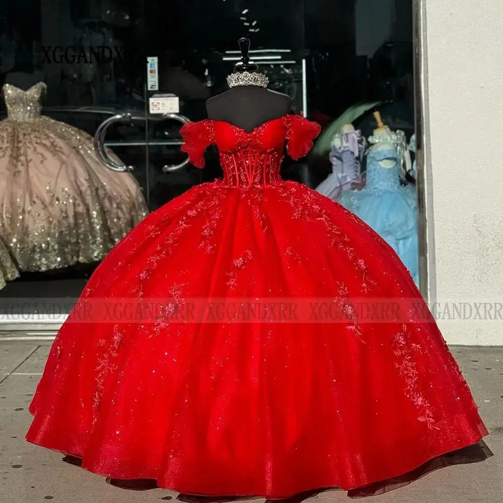 Vestido de fiesta rojo vestido para quinceañeras 2024 sin hombros princesa dulce 16 vestido de fiesta de cumpleaños de talla grande personalizado