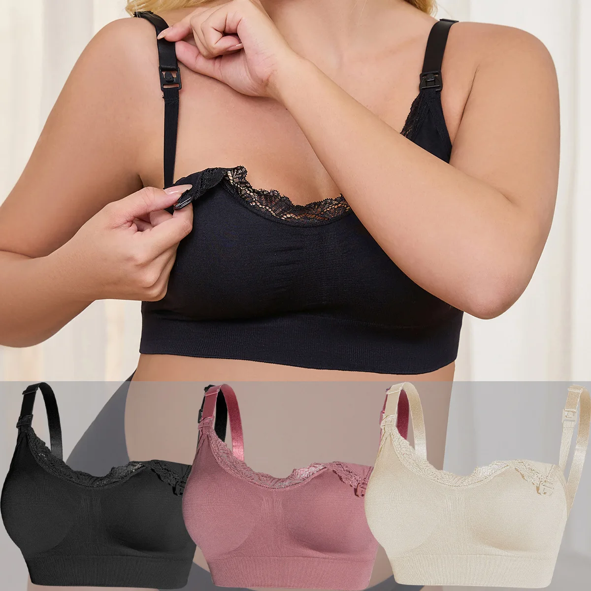 

Мягкие кружевные дышащие бесшовные бюстгальтеры для беременных и грудного вскармливания, беспроводной открытый спереди бюстгальтер для кормления, поддержка беременных женщин