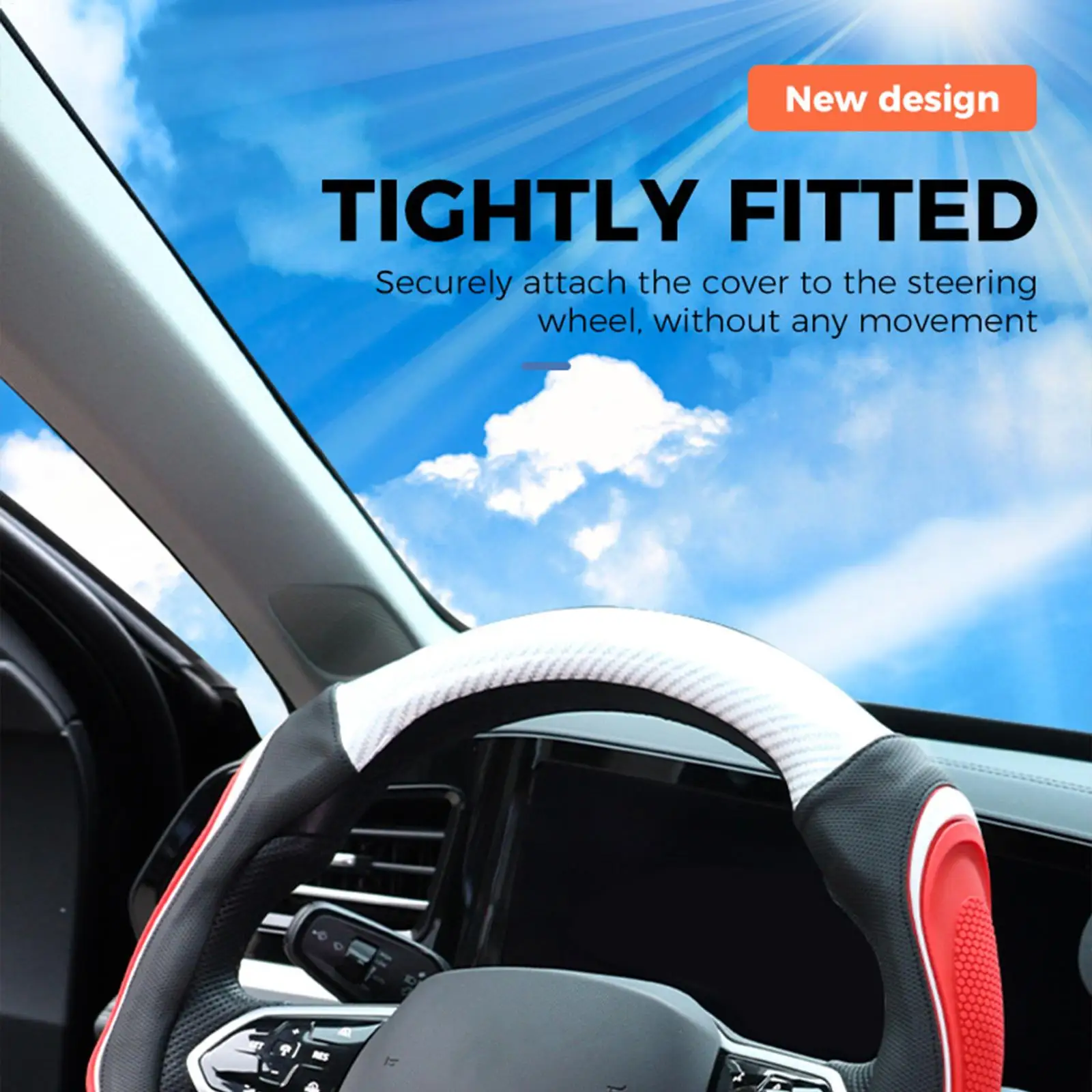 Sports Steering Wheel Cover Non-Slip Silicone Car Handle Guard Soft Carbon Fiber Texture Steering Wheel Cover For Men Women Lady
