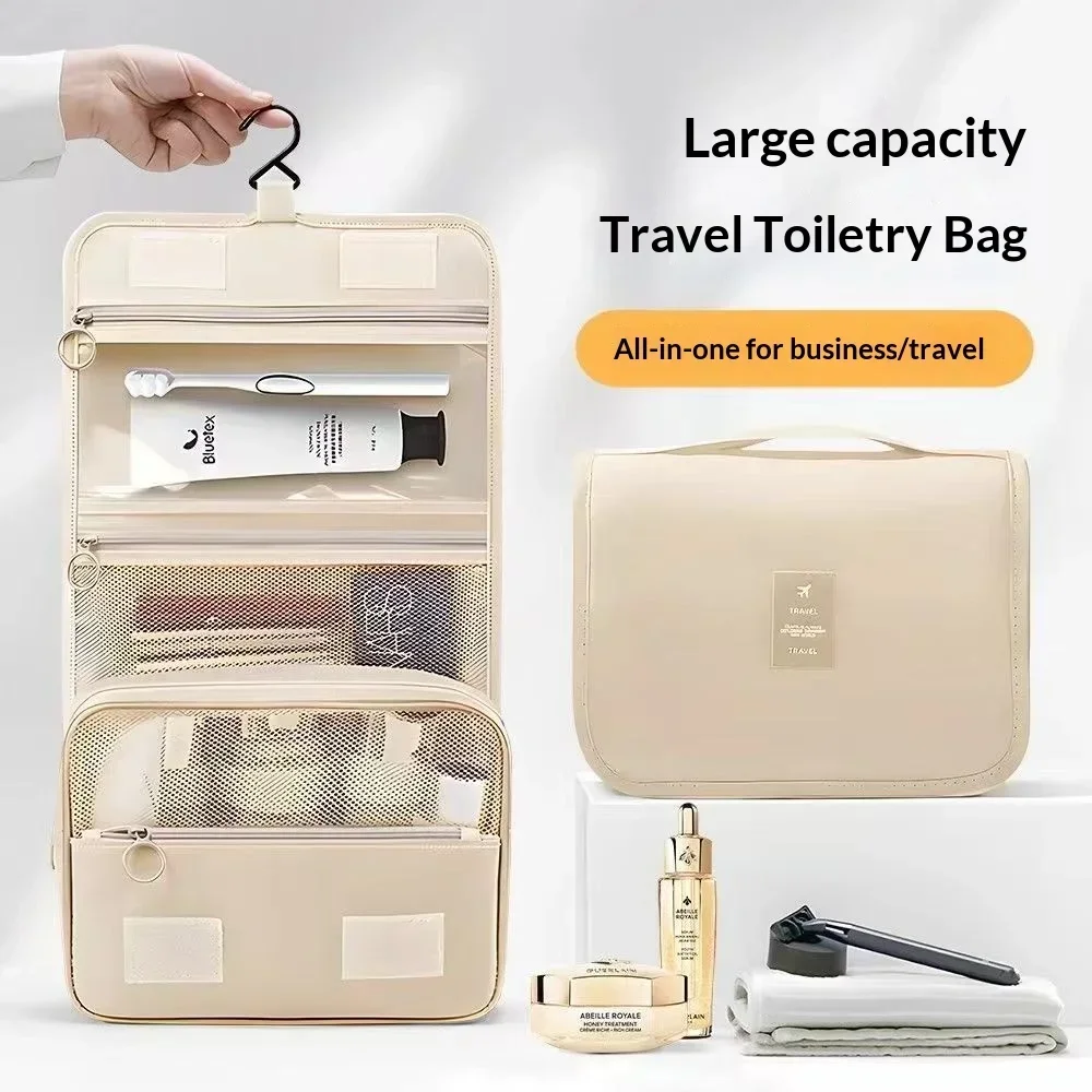 Tragbare Toilettenartikel-Tasche mit Haken, multifunktional, wasserdicht, abriebfest, mehrschichtig, großes Fassungsvermögen, Kosmetiktasche. – Detail 1