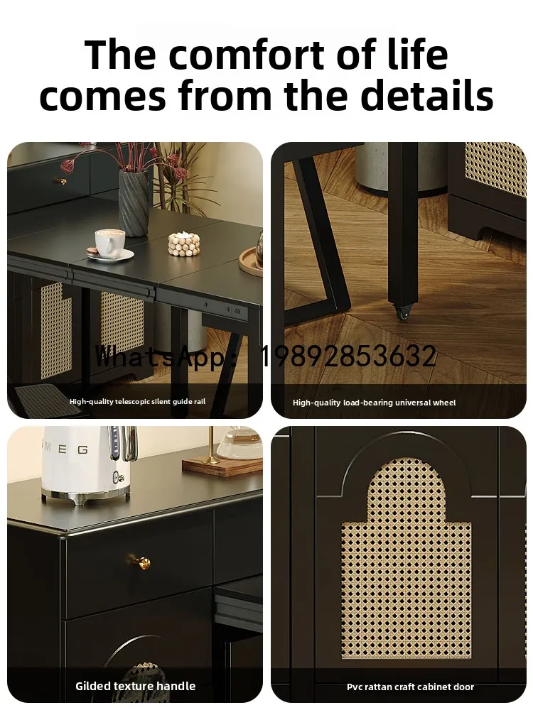 طاولة طعام YFY American Retro Style Island للاستخدام المنزلي المتكامل قابلة للتمديد 2025 نموذج جديد خزانة جانبية للشقة الصغيرة