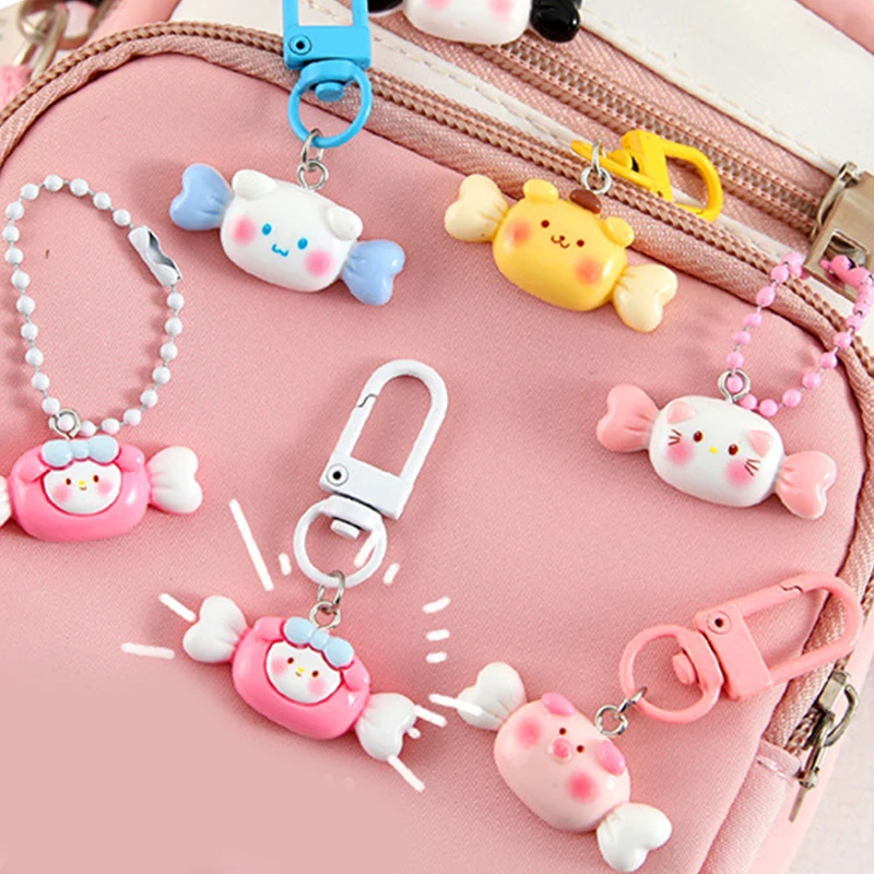 Sanrio Kuromi Melody Anime Cartoon Keychain, Kawaii Candy Keyring, Cartoon Cinnamonroll, Mochila Pingente, Acessórios de Decoração Presente