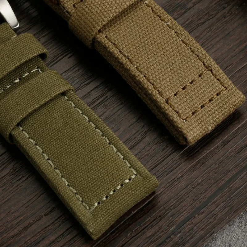 24mm Universal nylon Canvas watch strap army green khaki black men watchband For Panerai Submersible series PAM00961 Luminor 312