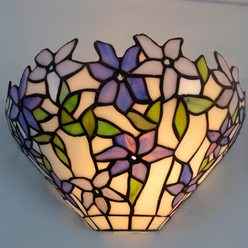 European Retro Romantic Warm Flowers Exotic Living Room Bedroom Bedside Corridor Balcony Aisle Tiffany Wall Lamp E27