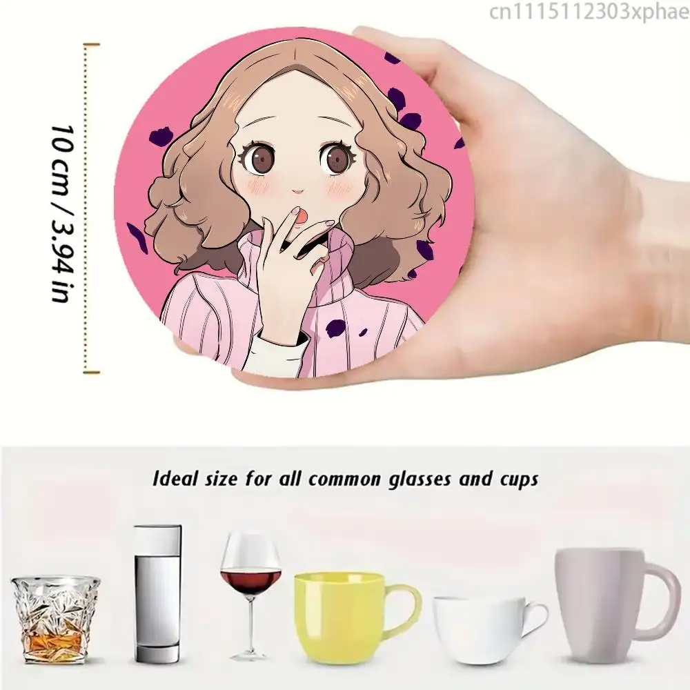 Haru Okumura Persona P5 Noir Elegant Wooden Coaster Handcrafted Wood Grain - Perfect for Coffee, Tea, Home, Bar Decor