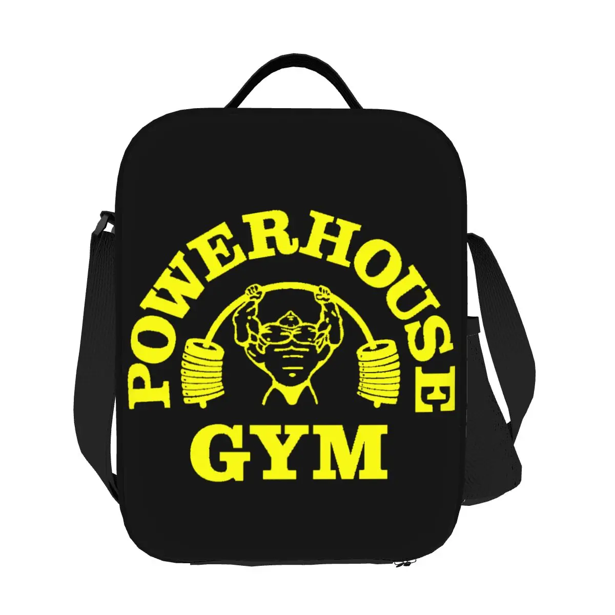 Bolsa de almuerzo de gimnasio para hombres y mujeres, lonchera con aislamiento térmico, Powerhouse, amarillo personalizado, Oficina para adultos