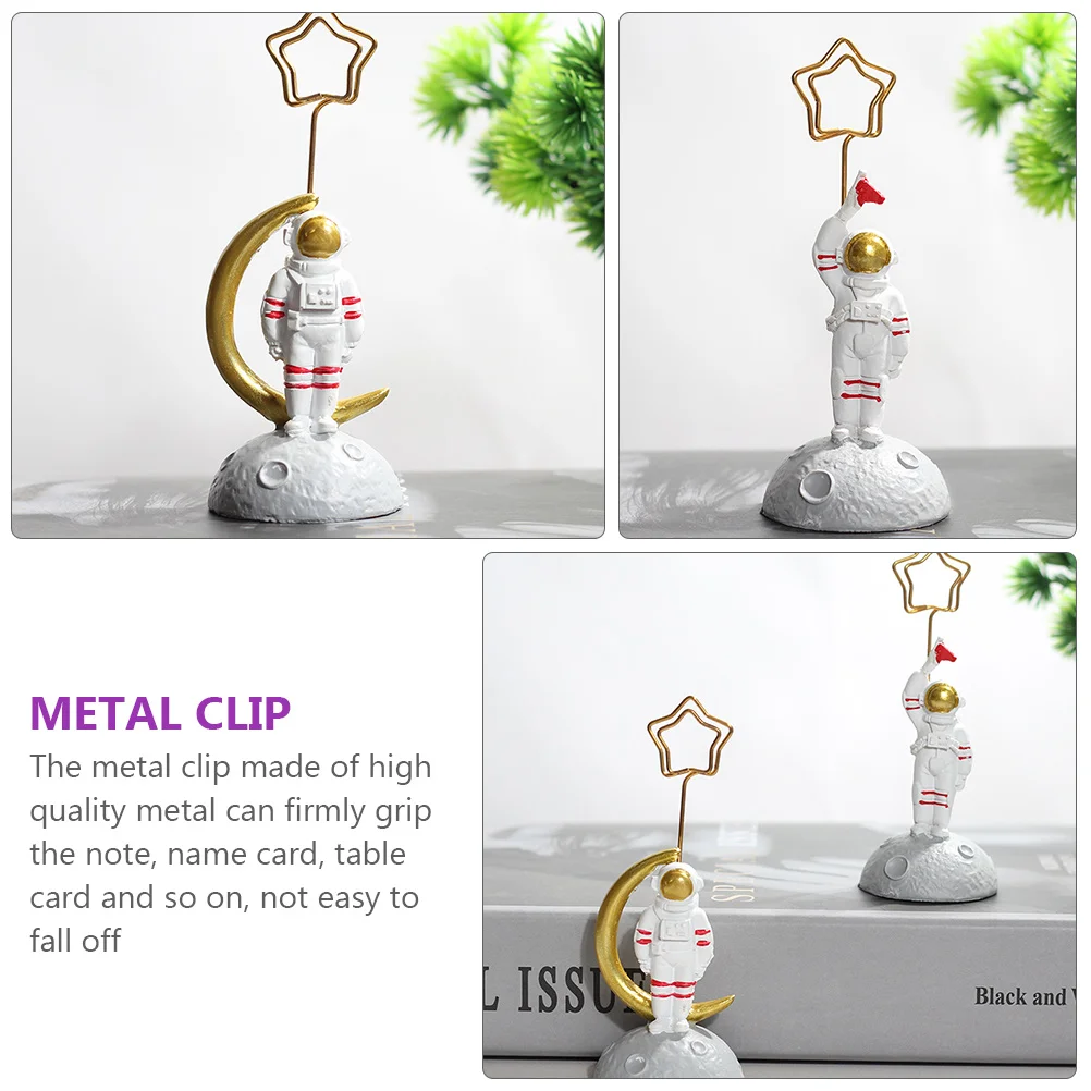 

2pcs Astronaut Photo Clips Creative Business Memo Card Holders Space Shaped Desk Decorations For Wedding Christmas Party