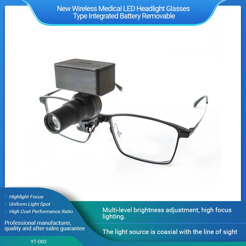 

New Wireless Medical LED Headlight Glasses Type Integrated Battery Removable Light Weight Continuous Working Time 3 Hours