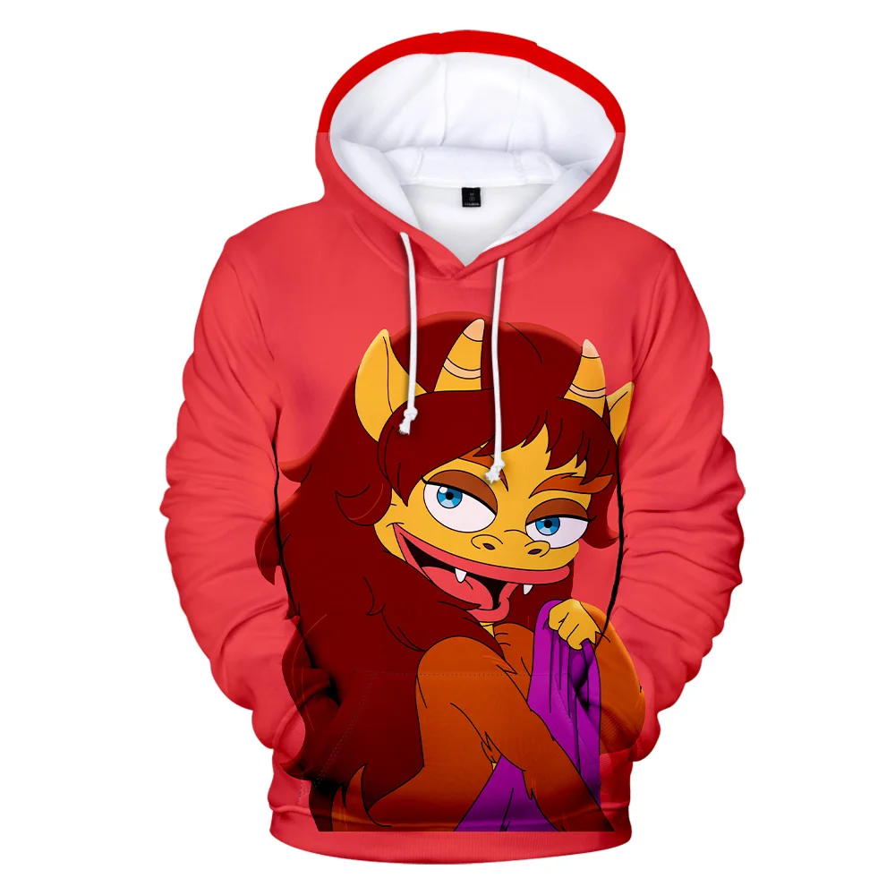 Homens e mulheres boca grande 3D hoodie treino, moletom de manga comprida, Harajuku Streetwear, roupas americanas adultas dos desenhos animados, plus size