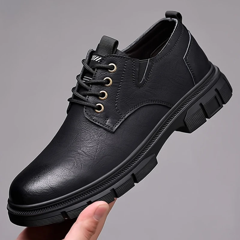 

Черная мужская повседневная обувь на низком каблуке, простая мужская обувь для взрослых, мода 2025 года, удобная летняя распродажа, роскошная легкая трендовая кожаная обувь для мужчин