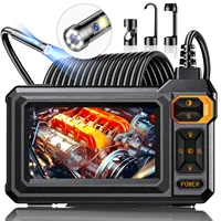 Boroscopio endoscopio de doble lente con luz 4,3 ""IPS 1920P HD cámara de inspección 7,9mm IP67 16,4 pies Cable de serpiente semirrígido para alcantarillado