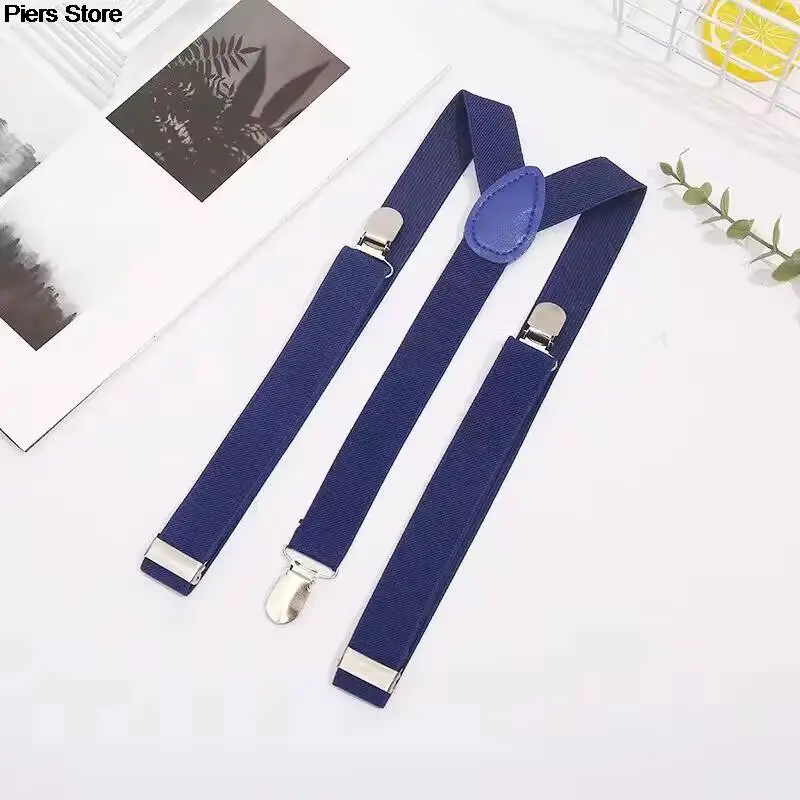 2pcs Hot Sale Classic Solid Color Elastic Leather Suspender Brace Men Women Black Red Adjustable Straps Suit Skirt Accessories