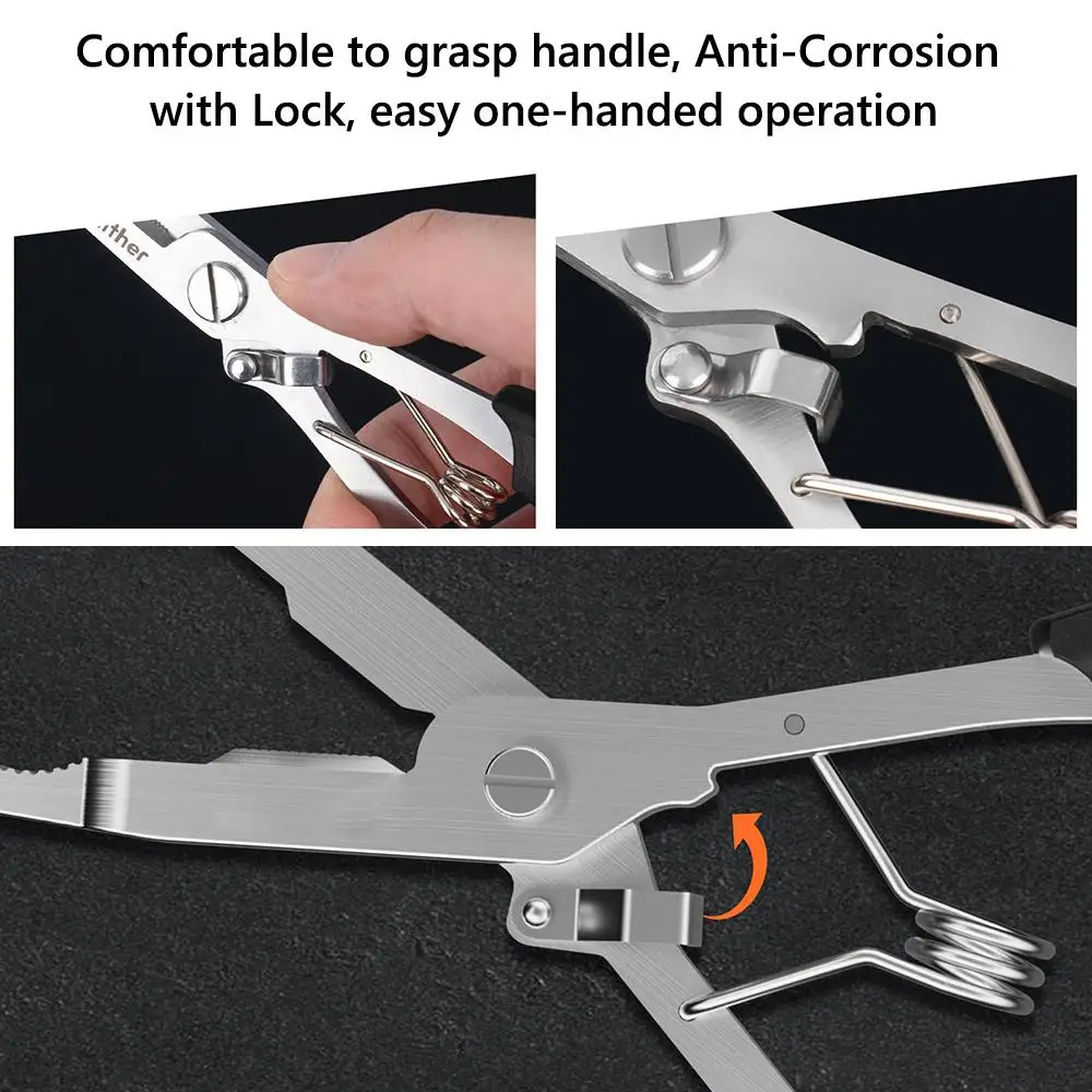 Multi-Function Stainless Steel Fishing Pliers Needle Nose Rustproof Fishing Hook Pliers Fishing Gear Set with Lanyard