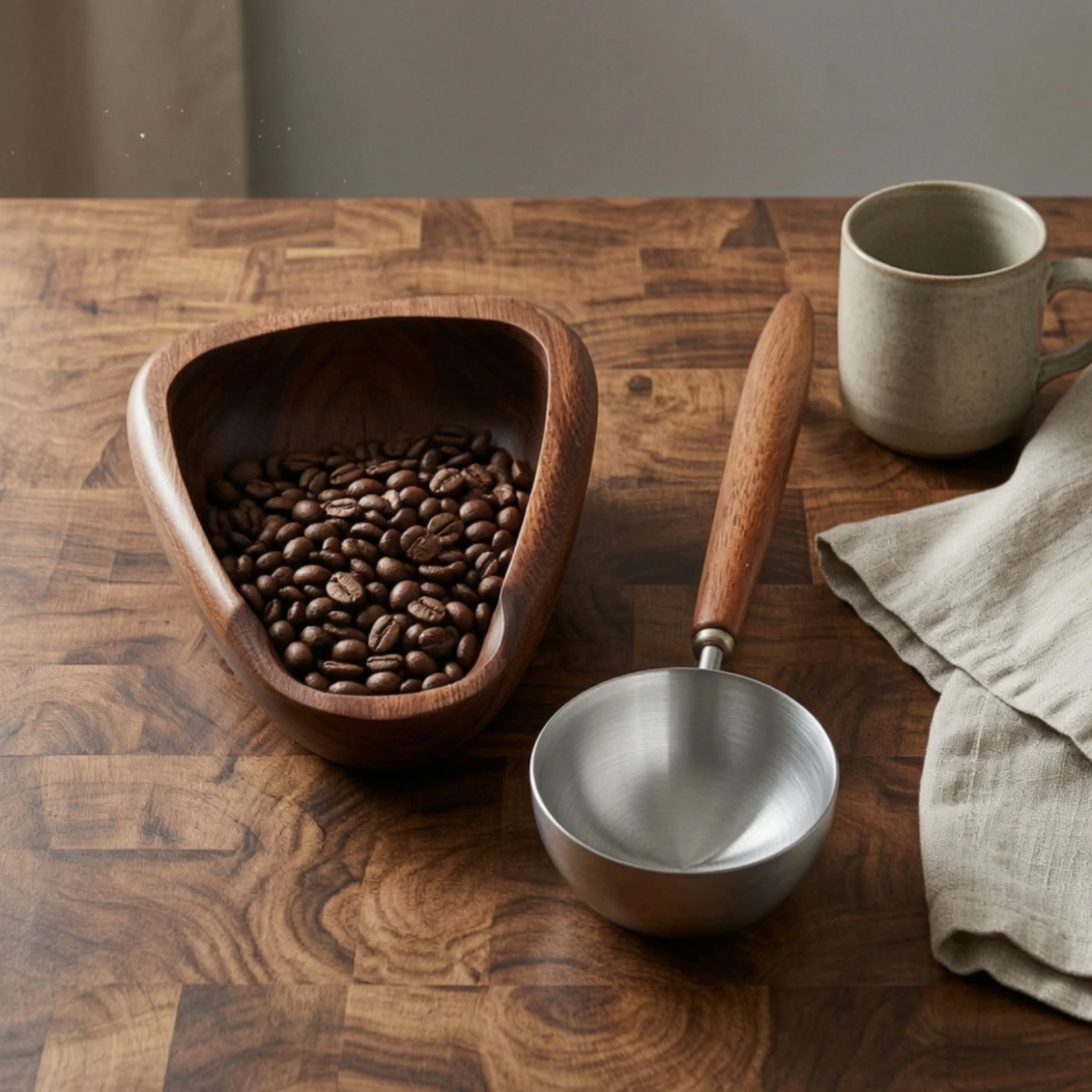 Dosing Tray with Spoon Polished Coffee Dosing Tray Bean Bowl Easy to Clean Measuring Vessel Space-Saving for Baristas