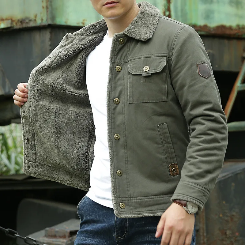 Autumn Winter Bomber Jacket Men Diamond Pattern Fleece Lined Casual Jacket Men Fashion Clothing 2026 Brand New Slim Fit Coat