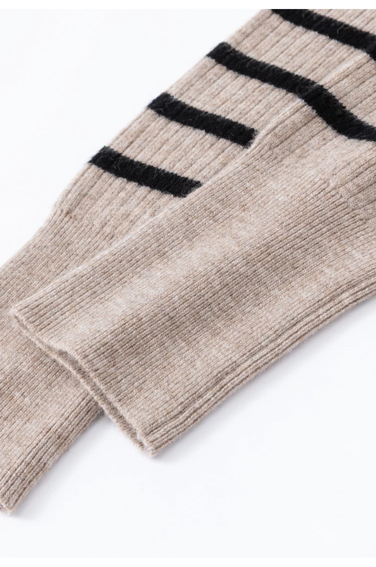 MZ62028 Damen Vintage Gestreifter V-Ausschnitt Gerippter Strick Langarm-Cardigan mit Kontrastbesatz Knopfleiste Modal-Mischung Frühherbst-Pullover – Detail 18
