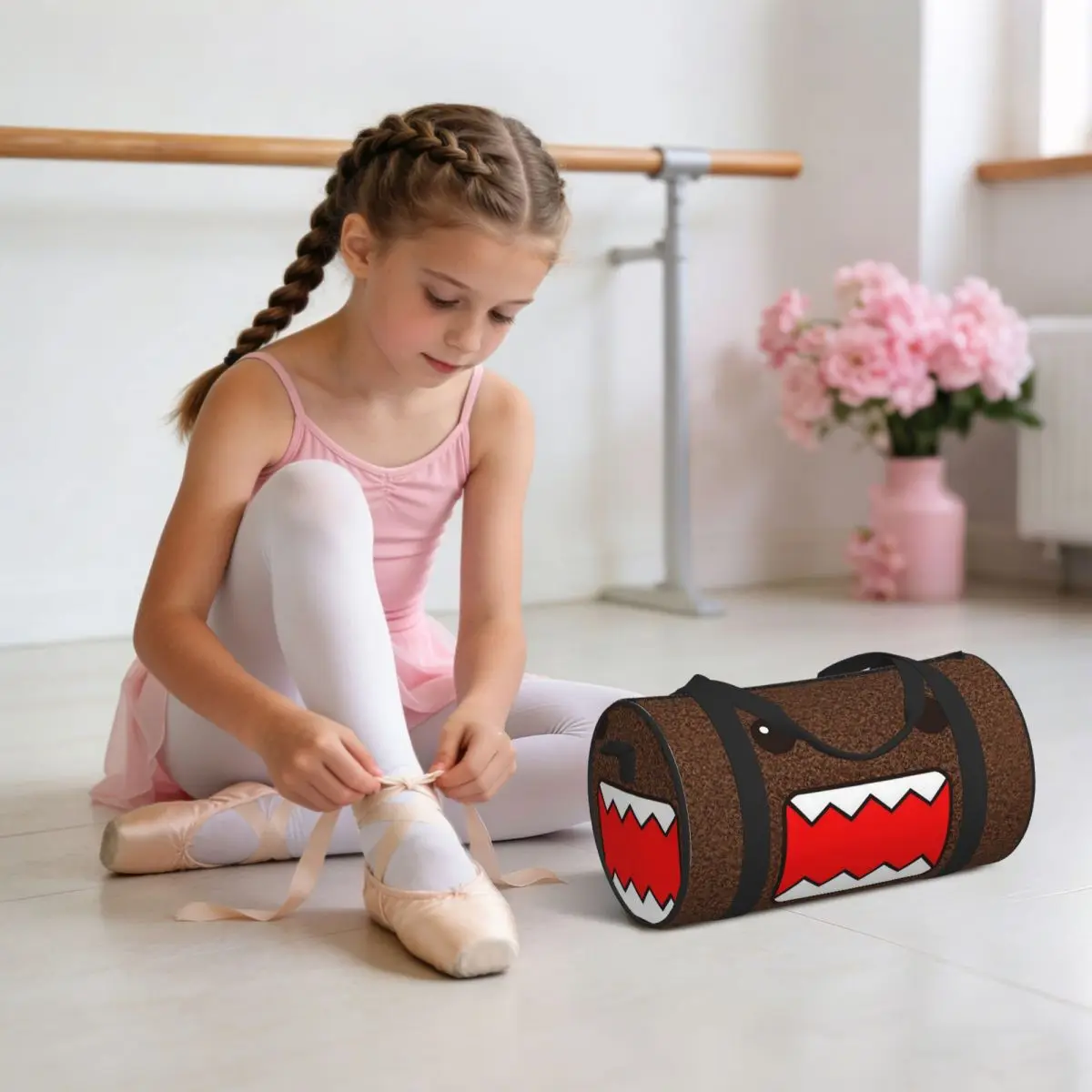 Cute Cartoon Domo Kun Luggage Bag Multi-Functional Duffle Tote Bag Handbags Gym Bags Fitness Bag for Boys Girls