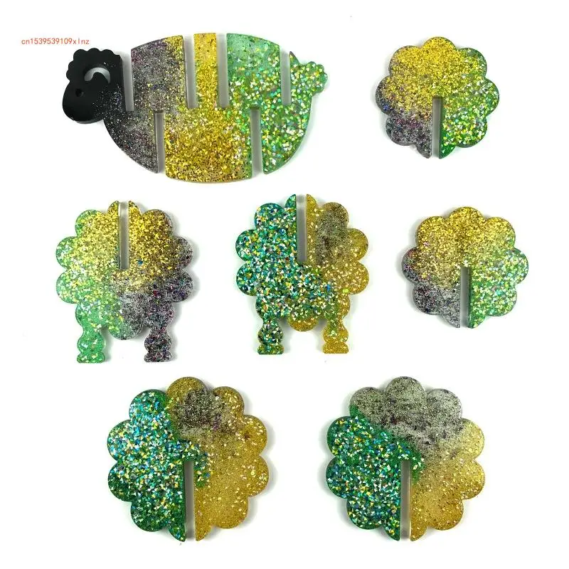 1 Set Animal Sheep with Storage Rack UV Crystal Epoxy Mold Cup Mat Pad Resin Silicone Mould DIY Crafts Home Decorations