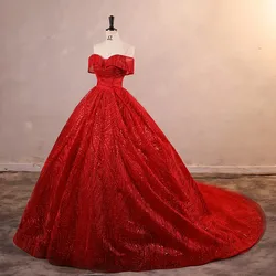 Elegante vestido de baile feminino sem ombro, vestido de festa com lantejoulas, vestidos luxuosos Quinceanera, vestido de baile real, outono, novo, 2023