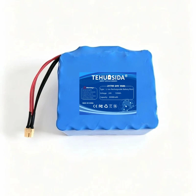24V30mAh7S6P 21700 Lithium-ion Rechargeable Battery Pack for 24V Electric Scooters, Optional Battery Management System Interface