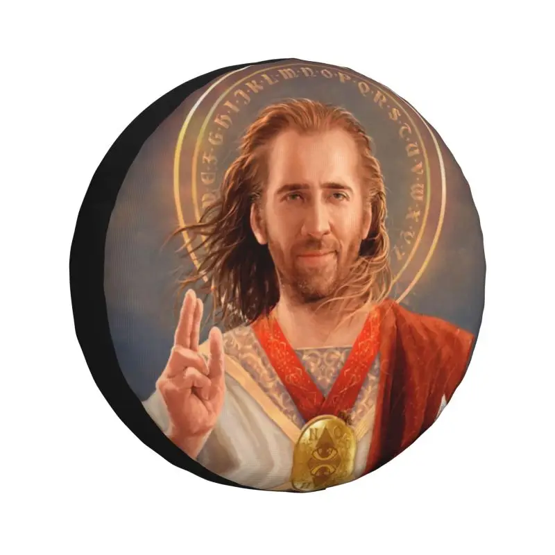 Custom Saint Nicolas Cage Tire Cover 4WD 4x4 RV Funny Meme Spare Wheel Protector for Toyota RAV4 Prado 14