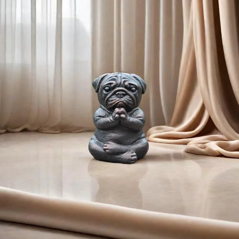 Meditation Dog Statue, Yoga French Bulldog Statue, Realistic Resin Pug Sculpture Home Decor, Gift For Pug Lovers