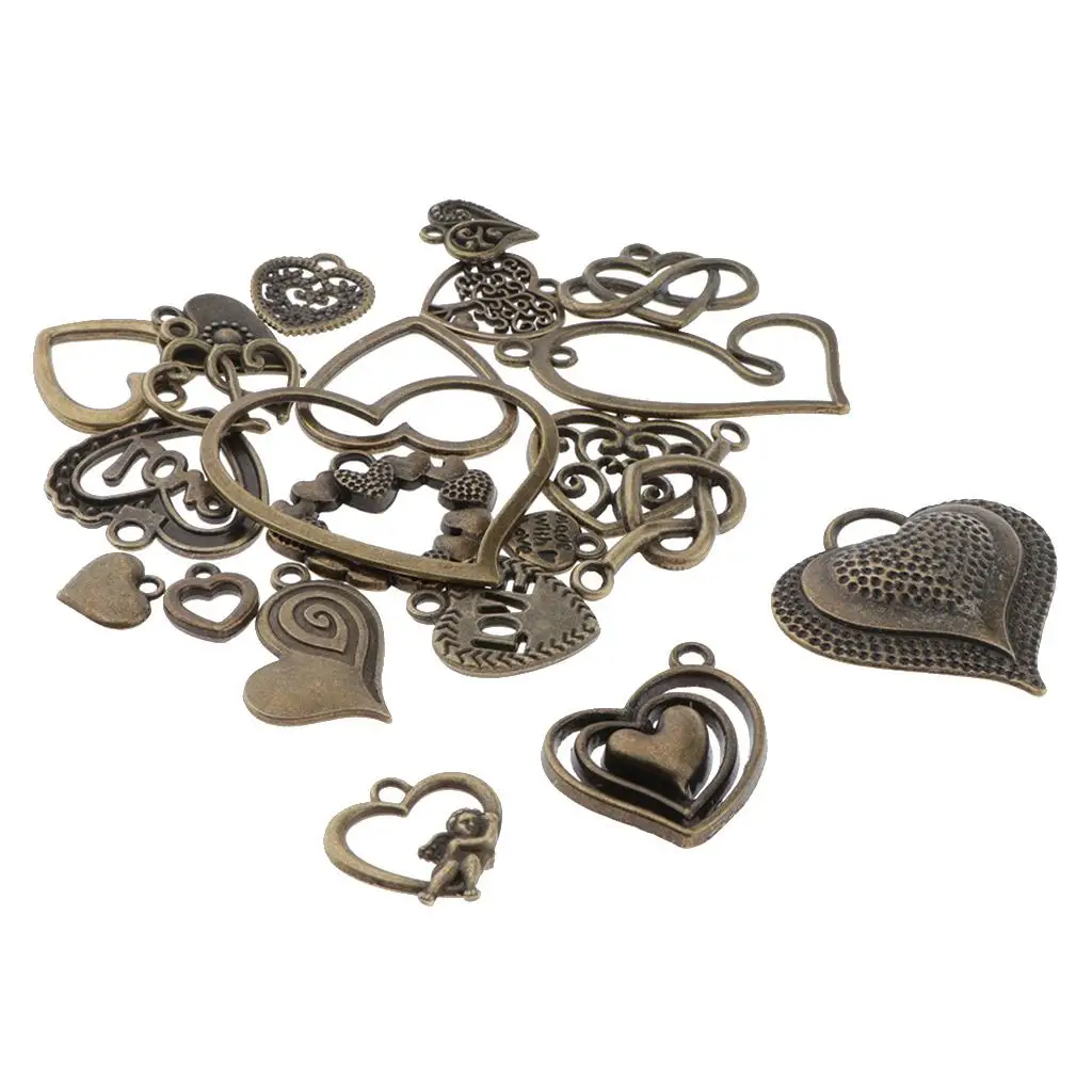 22 piece Heart Pendants Charms Pendants Jewelry Pendants for Jewelry Making