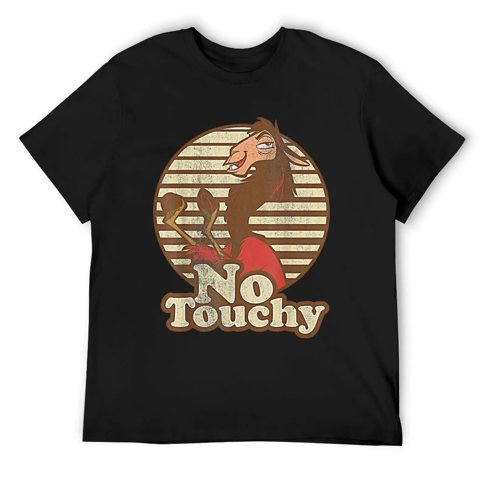 

Vintage Distreesed New Gr.Kuzco Llama No Touchy T-Shirt animal prinfor boys summer shirt black t-shirts for men