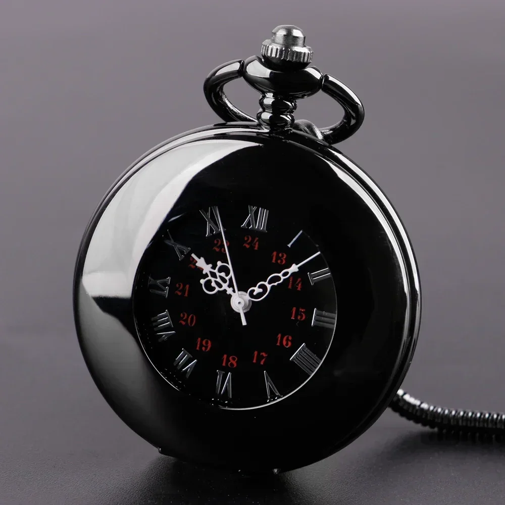 Reloj de bolsillo Retro negro para hombre, colgante mecánico bobinado a mano, relojes Fob, medio cazador, regalo para hombre, PJX1583