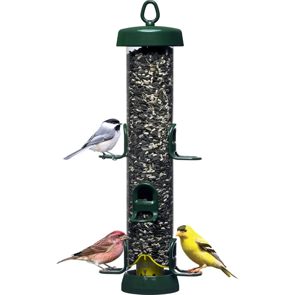 

Tube Solution 200 Wild Bird Feeder – 6 Seed Ports, 3.4 lb Capacity, Extra-Wide Perches, Easy to Fill & Clean, Pole-Mountable