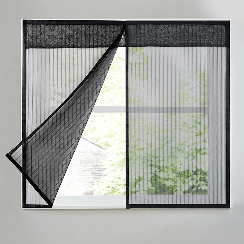 Sommerlicher gestreifter, atmungsaktiver Moskitonetz-Fenstervorhang, magnetischer unsichtbarer Fenster-Trennvorhang für den Haushalt, bohrfrei