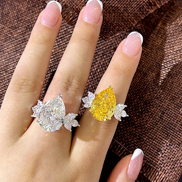 

Classic Spark Yellow Cubic Zirconia Ring Women's Jewelry 925 Sterling Silver Gemstone Ring