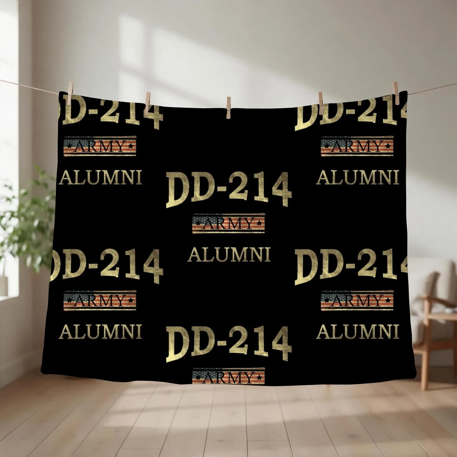 DD 214 Army Alumni Throw Blanket couch cozy soft plush fuzzy picnic outdoor blanket