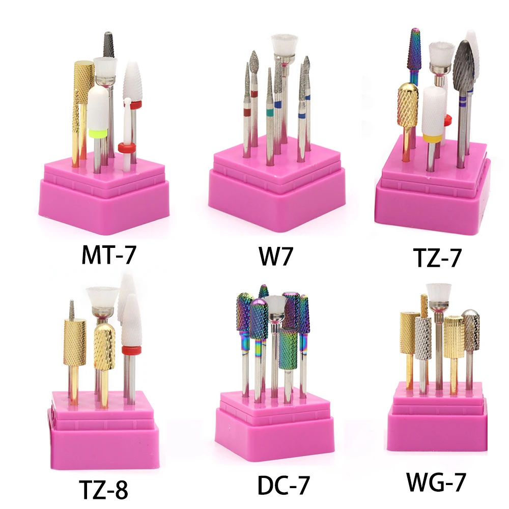 

7 Pcs Tungsten Steel Nail Drill Bits 2.35mm Ceramic Milling Cutter Set For Manicure Sets Gel Cuticles Remove Polishing Tools