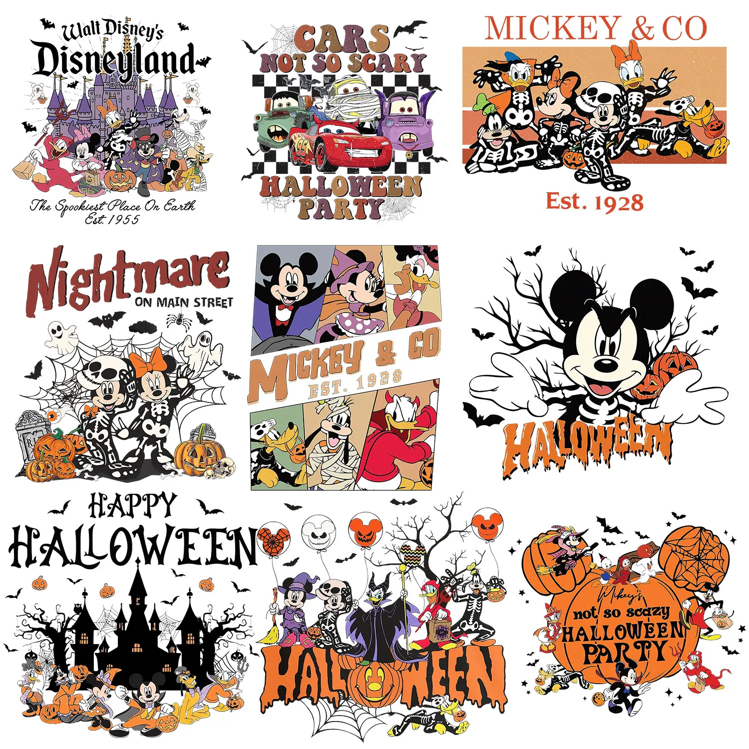 

BOO Nightmare Spooky Halloween Castle Mickey Minnie Pumpkin Head Iron On Transfer Accessory Patch for Clothes Appliques