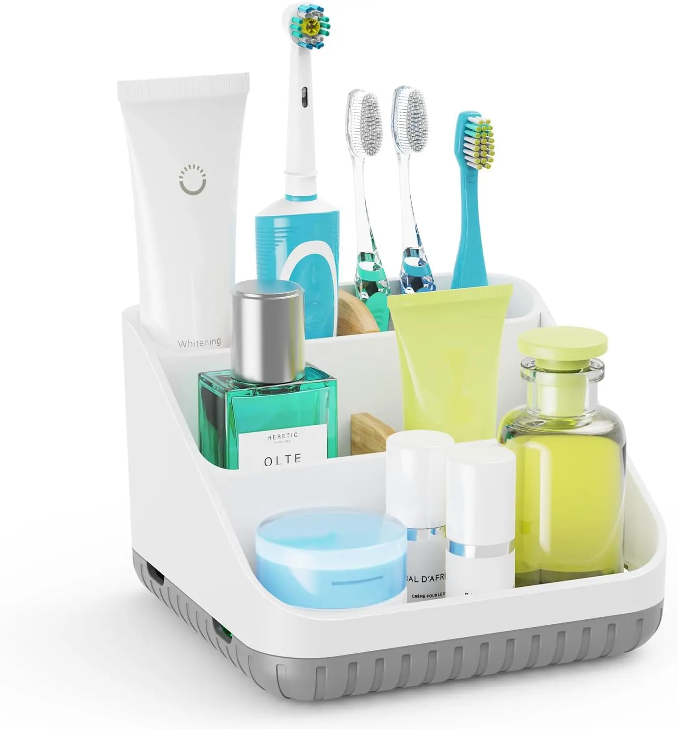 

6-Slot Toothbrush Holder for Countertop, Electric Toothbrush Organizer with Drainage, Bathroom Storage for Family