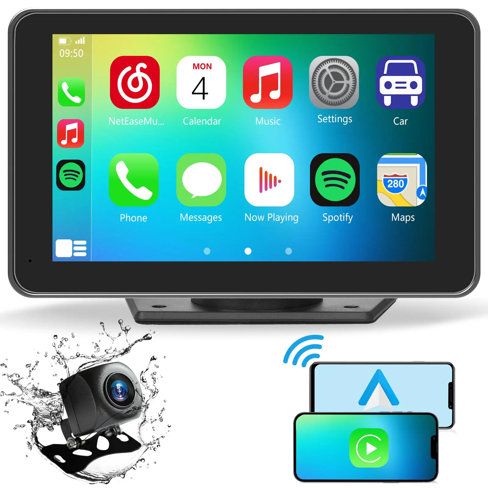 Apple carplay screen For Car Portable Car Stereo Touch Screen With Wireless Andrid Auto Backup Camera Car Audio Receivers With