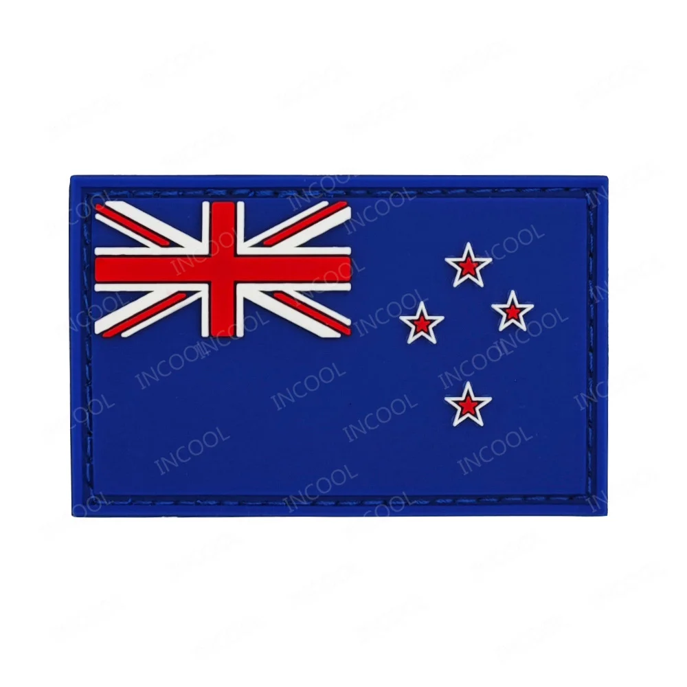 New Zealand Flag Reflective Patch Silver Fern Flag Kiwi Embroidery Patches PVC Rubber Appliqued Armband Decorative Badges