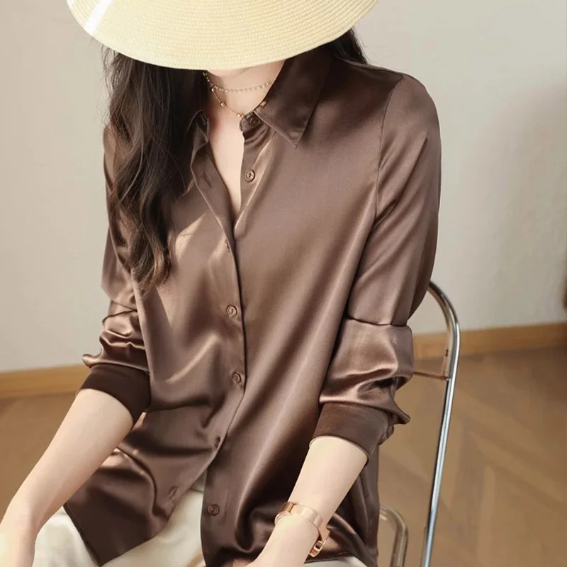 Women Clothing Casual All-match Long Sleeve Chiffon Shirt Spring Autumn Fashion Loose Solid Blouses 40-85Kg Office Lady Chic Top