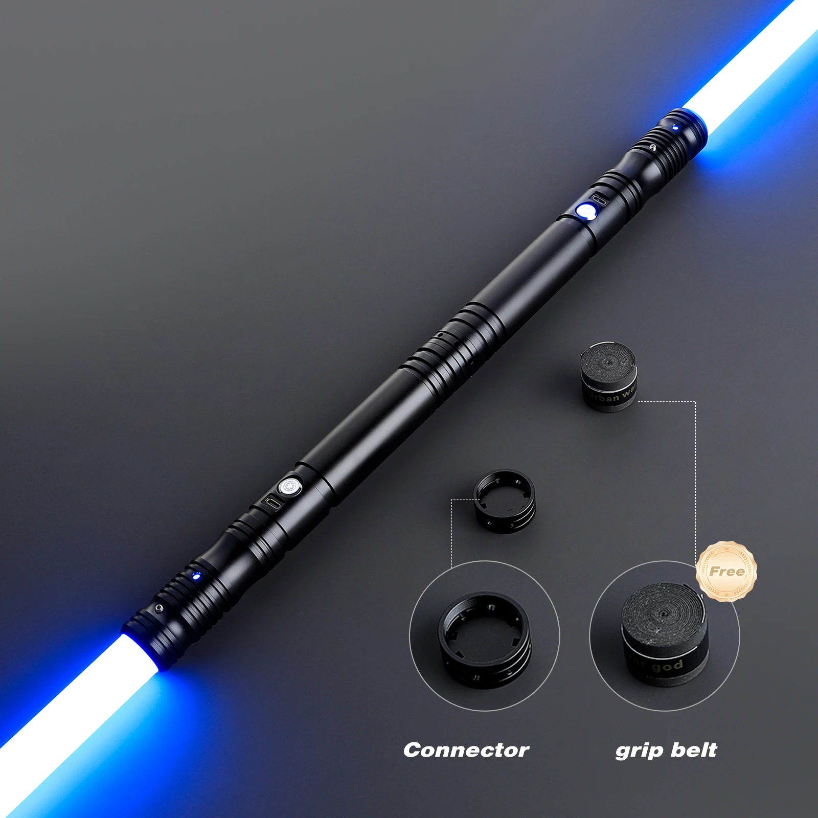 LGT Saberstudio Metal Hilt Force Heavy Dueling Double Bladed Light Saber Bluetooth Infinite Color Changing with 34 Sound Fonts