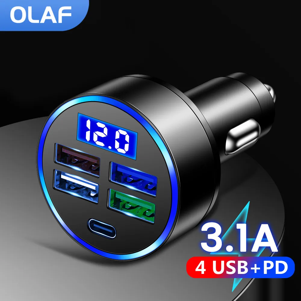 Olaf QC3.0 USB Car Charger Fast Charging Type C USB Phone Adapter in Car For iPhone 13 Pro Xiaomi Huawei Samsung Quick Charger