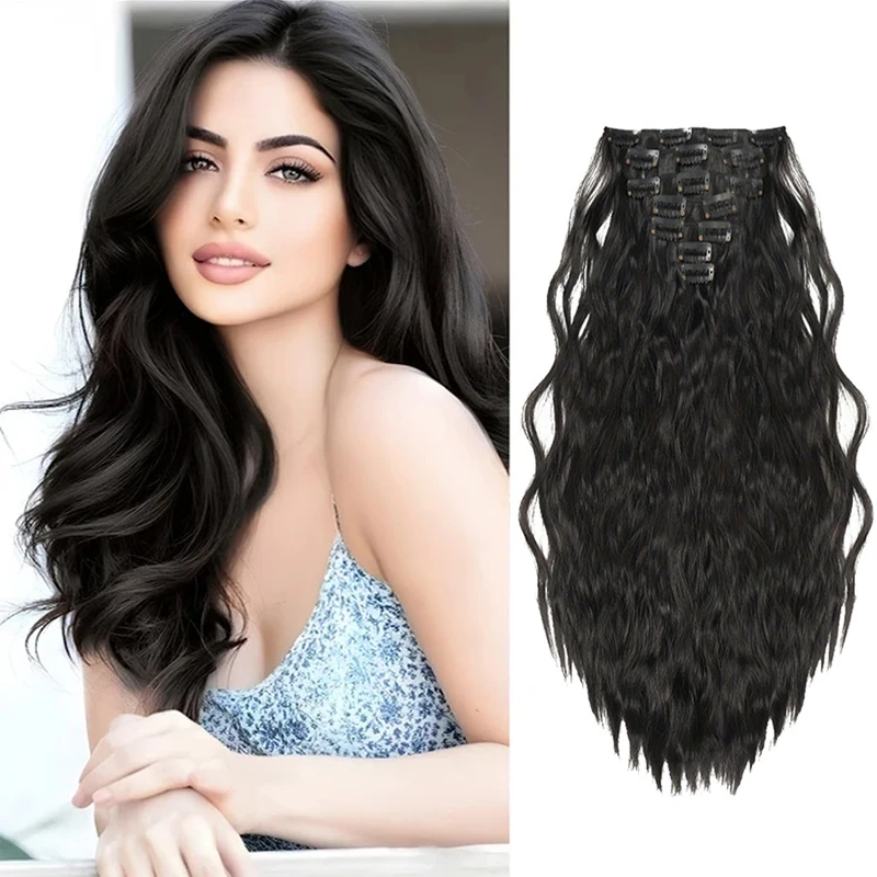 

Wig extensions for women European and American foreign trade water ripple extensions on hair synthetic fiber seamless wig