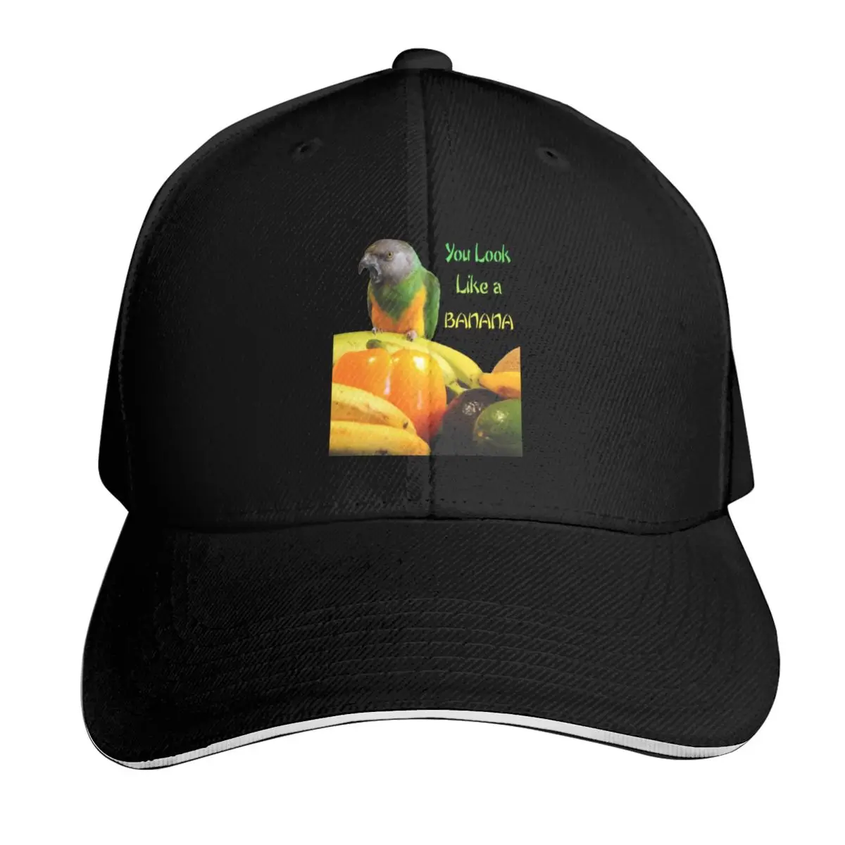 Senegal Parrot Funny Banana Meme Baseball Cap Six Panel Structured Crown Sun Protection UPF 50+ Breathable Mesh Back
