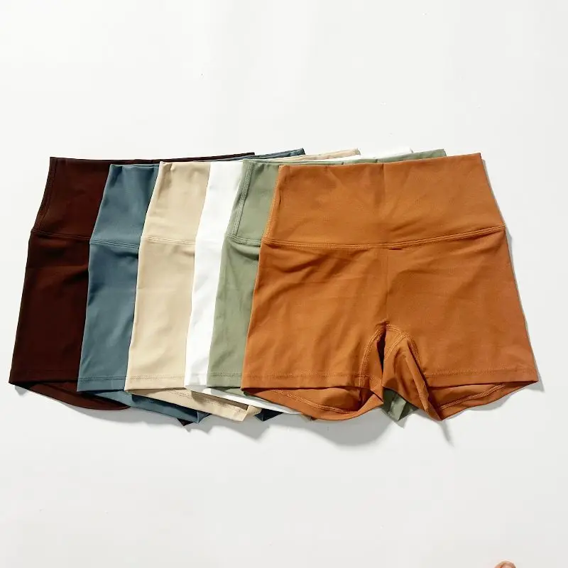 Pantalones cortos deportivos de motorista para mujer, mallas ajustadas de cintura alta con efecto realce, Control de barriga, sensación desnuda