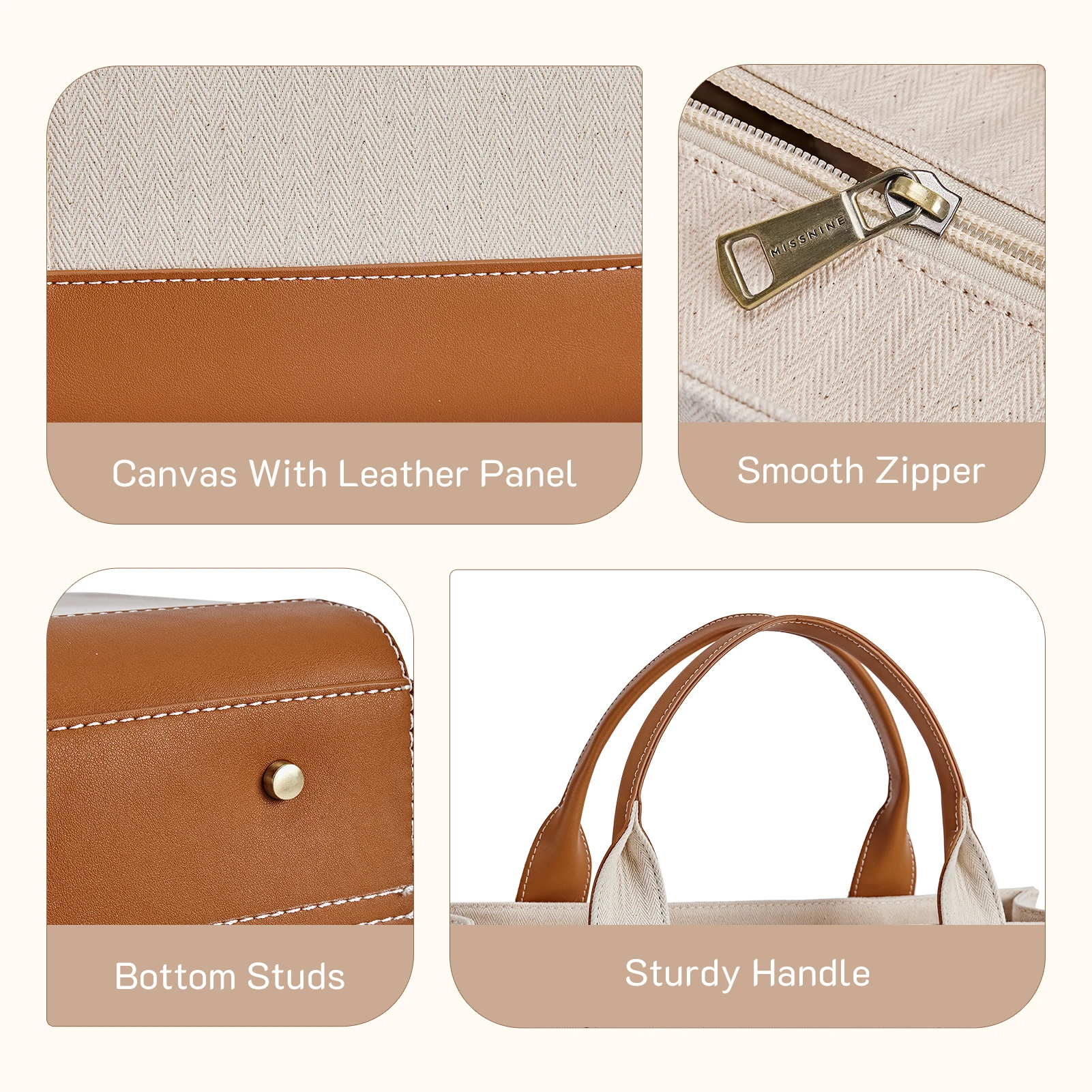 Imagem -04 - Missnine-maleta Feminina Bolsa para Laptop Grande Capacidade Bolsa de Ombro Bolsa para Computador Adequado para Viagens de Escritório Bolsa Lona 15 Polegada