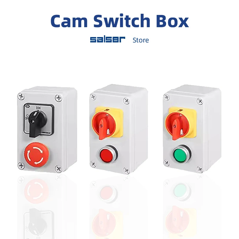 

Cam Switch Push Button 2P Box Emergency Stop OFF-ON Silver Contact Chip Conveyor Start Stop Waterproof Enclosure