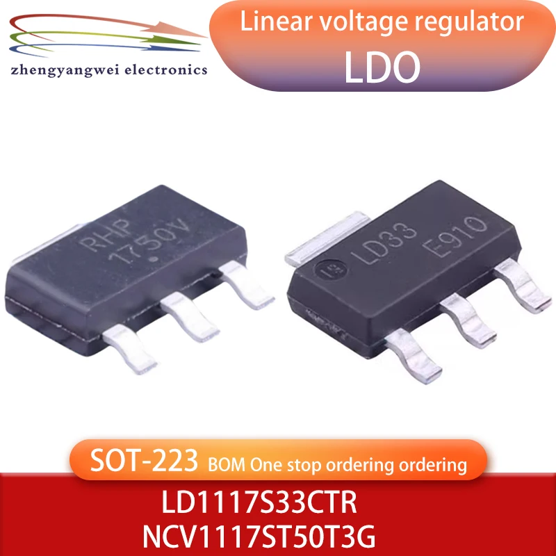 

LD1117S33CTR NCV1117ST50T3G SOT-223 Linear regulator LDO 1.0 A Low-Dropout Positive Fixed and Adjustable Voltage Regulators